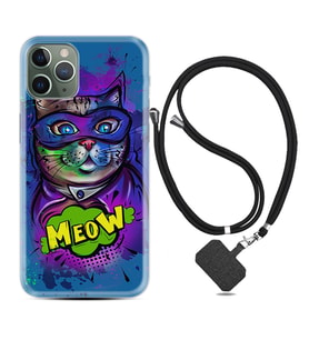 Apple iPhone 11 12 13 14 Pro Max Kılıf Boyun Askılı Silikon Super Meow 1715