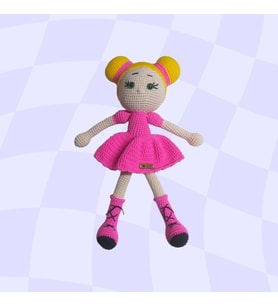 Örme Pembe Bebek Amigurumi Organik Oyuncak-Uyku Arkadaşı