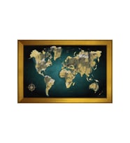 Harita Temalı Kanvas Tablo 50 x 70 cm Gold Çerçeve