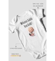 Mekanın Sahibi Yeni Geldi Baskılı Bebek Zıbını – Çıtçıtlı Body 8 Renk  %100 Pamuk Kısa Kol (Beyaz)