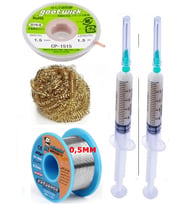 Havya Ucu Temizleme Teli Flux,lehim Emme Tel 1,5mm ve Lehim Teli Soldering 63SN/37PB Flux %1-3 40GR 0,5mm ST03
