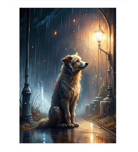 Yağmur Ve Köpek Desenli Mdf Tablo