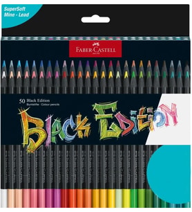 Faber-Castell 116450 - Renkli Kalemler Blackwood, Black Edition, 50'Li Kutu, Parlak Renkler, Yumuşak (Çok Renkli)