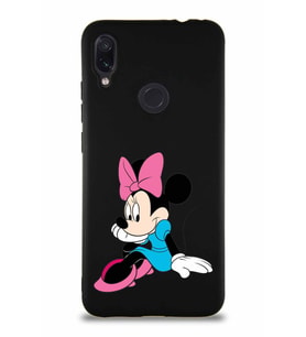 Xiaomi Redmi Note 7 Pro Soft Premier Kapak Minnie Mouse-E Tasarımlı Silikon Kılıf - Siyah (Şeffaf)