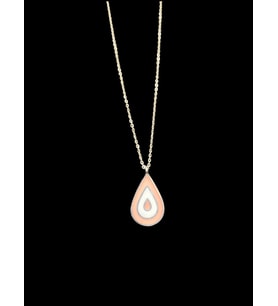 💧🌸 925 İthal Gümüş Minimalist Su Damlası Kolye  Pembe & Beyaz Emaye  Günlük Şıklık İkonu
