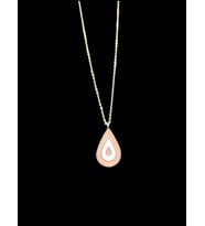 💧🌸 925 İthal Gümüş Minimalist Su Damlası Kolye  Pembe & Beyaz Emaye  Günlük Şıklık İkonu