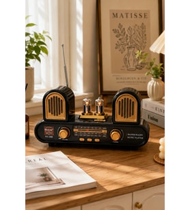 Golon RX-998 Siyah Nostaljik Şarjlı Radyo Bluetooth Hoparlör USB TF Kart FM/AM/SW 3 Bantlı