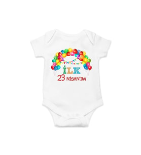 İlk 23 Nisan Özel Tasarım Bebek Zıbın Pamuklu Çıtçıtlı Body