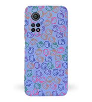 Xiaomi Mi 10T Pro Uyumlu Lansman Kılıf Hello Kitty Tasarımlı İçi Kadife Kapak-Lila (Şeffaf)