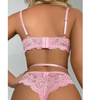Pembe Dantelli Kalp Aksesuarlı Fantezi Jartiyer Takımı