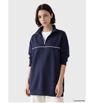 LCW Modest Lacivert Soft Touch Oversize Kadın Sweatshirt Tunik