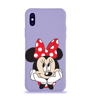 Apple iPhone X Uyumlu Lansman Kılıf Minnie Mouse Tasarımlı Altı Kapalı İçi Kadife Kaplı  Kapak (Şeffaf)
