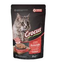 Crocus Tahılsız Kedi Somonlu Pouch Jöleli Yaş Mama 85 Gr (Kahverengi)
