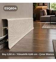Esquero Kablo Kanallı PVC Süpürgelik 250 cm, Açılabilir Kapaklı, Çınar Bianco, ESQ604