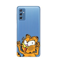 Samsung Galaxy M52 Uyumlu Garfield Desenli Şeffaf Telefon Kılıfı