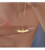 Kişiye Özel 925 Ayar Gümüş Yarasa Model Kolye (Gold)