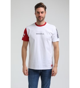 Bisiklet Yaka Beyaz Slim Fit Tişört 23SSM20317