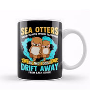 Sea Otters Hold Hands When Sleeping Cute Otter Kupa Bardak Porselen