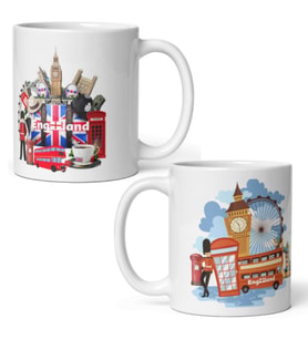 İngiltere Kupa Bardak 2 Adet Seyahat Hatıra England Mug (Karışık)