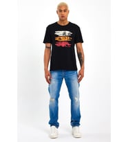 Erkek Bisiklet Yaka Regular Fit Baskılı Tişort SPR23ts302 (Siyah)
