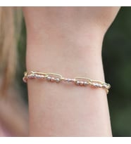 Trend Zincirli Gold Kaplama Dorika Gümüş Bileklik