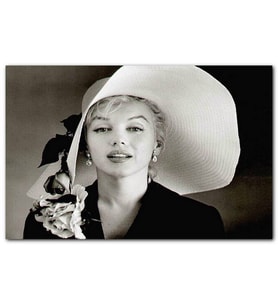 Cakatablo Marilyn Monroe Güllü Beyaz Şapkası Gülümsemesi MDF Tablo