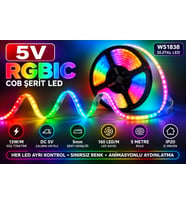5 Metre 5V 5mm 160 Led RGBIC Cob Şerit Led