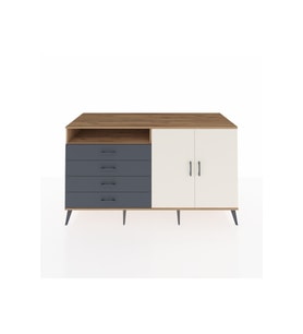 Kronos Konsol 3 Raflı 4 Çekmeceli 2 Kapaklı 176x59x99 Çam-Aytaşı/Antrasit
