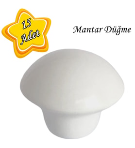 15 Adet Beyaz Mantar Düğme Kulp Mobilya Çekmece Dolap Kapak Kulbu Metal Kulp Aksesuarları Vidalı