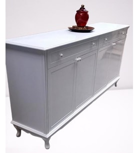 Konsol Klasik Model Tv Sehpa 90386 Ahşap MDF Parlak Beyaz Boya El Yapım