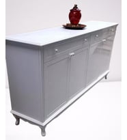 Konsol Klasik Model Tv Sehpa 90386 Ahşap MDF Parlak Beyaz Boya El Yapım