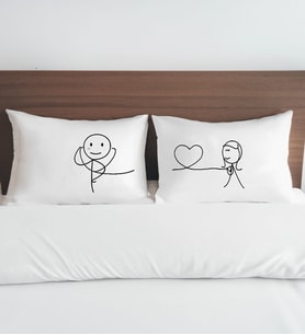 BK Gift Sevgili Tasarımlı Pamuklu 2’li Yastık Kılıfı Seti-4 50x70cm, Sevgiliye Hediye, Ev Hediyesi, Tasarım Ev Tekstili