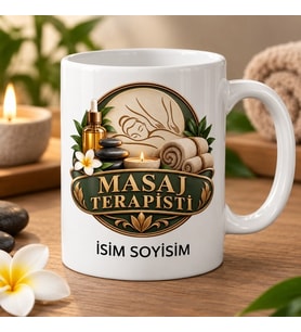 Masaj Terapisti Kupa Bardak Taş Havlu ve Yaprak Desenli
