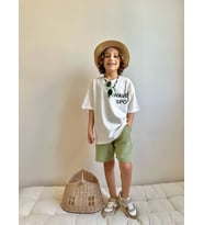 Erkek Çocuk Palmiye Baskılı Müslin Şortlu Takım (Mint Yeşili)
