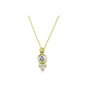 Gümüş Gold Çiğ Damlası Yuvarlak Tektaş Kadın Kolye CSR2183810