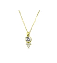 Gümüş Gold Çiğ Damlası Yuvarlak Tektaş Kadın Kolye CSR2183810
