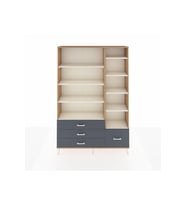 Arges Dolap 9 Raflı 4 Çekmeceli  132x30x195 Çam-Aytaşı/Antrasit