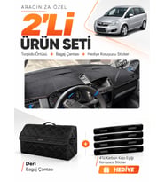 OPEL ZAFİRA B (2004-2011) Uyumlu Torpido Örtüsü + Deri Bagaj Çantası + Sticker Seti - Siyah