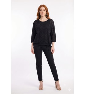 Kadın Oversize Siyah Triko Detaylı Bluz
