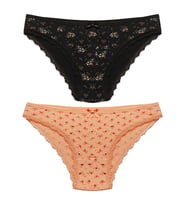 2 Lİ Paket Desenli Dantelli M Beden Kadın Bikini Külot (Çok Renkli)