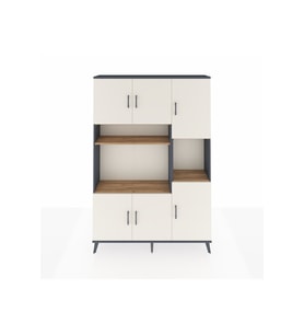 Arges Dolap 9 Raflı 6 Kapaklı 132x30x195 Antrasit-Aytaşı/Çam