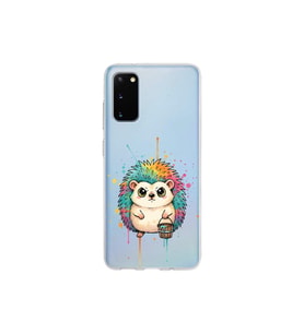 Samsung Galaxy S20 ile Uyumlu Splash Kirpi Tasarımlı Şeffaf Silikon Kılıf