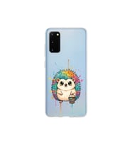 Samsung Galaxy S20 ile Uyumlu Splash Kirpi Tasarımlı Şeffaf Silikon Kılıf