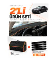 e-biz FORD FOCUS 4 (2017-2021) Uyumlu Torpido Örtüsü + Deri Bagaj Çantası - Siyah-Kahverengi - FO013