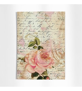 A6 (10,5x14,8 cm) 6’lı Vintage Pembe Çiçekli El Yazılı Scrapbook ve Journal Kağıdı Seti