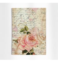 A6 (10,5x14,8 cm) 6’lı Vintage Pembe Çiçekli El Yazılı Scrapbook ve Journal Kağıdı Seti