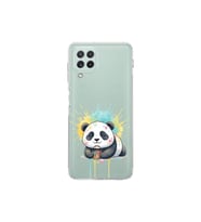 Samsung Galaxy A22 ile Uyumlu Splash Panda Tasarımlı Şeffaf Silikon Kılıf