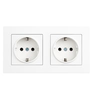 Karen Beyaz 2'li Topraklı Sıvaaltı Priz ve Çiftli Çerçeve Seti Montaj Uyumlu