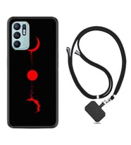 Oppo Reno 6 Kılıf Silikon Boyun Askılı İpli Desenli Silikon Red Moon 1710