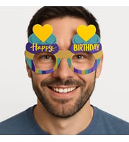 Cupcake Temalı Doğum Günü Renkli Karton Happy Birthday Gözlüğü 6 Adet